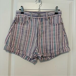 EUC AEO Striped Pink and Blue High Rise Jean Shorts size 0